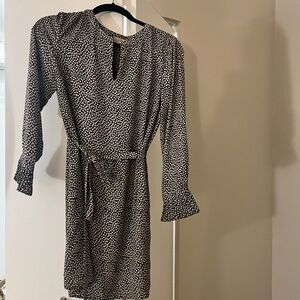 LOFT Black and White Long Sleeve Dress